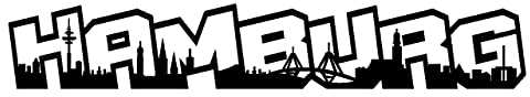 Skyline4u Hamburg Aufkleber Schriftzug Stadtaufkleber 15 x 2,5cm schwarz
