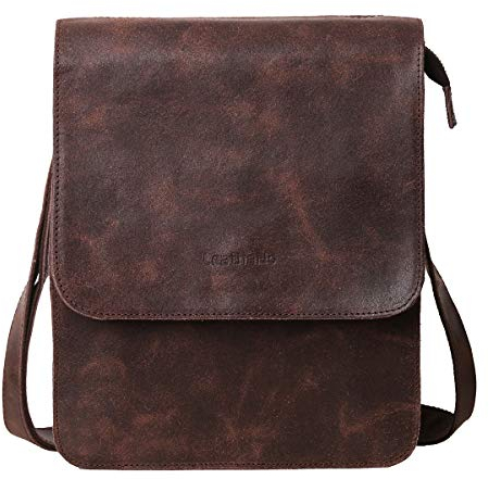 Leathario Herren Umhängetasche Leder,Schultertasche aus Echtem Leder,Herrentasche mit Großer Kapazität für Alltag Freizeit Arbeit
