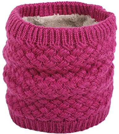 Scalda Collo Di Crochet Di Maglia Di Lana Per Invernali Con Agnello Dentro Sciarpe Morbido e Caldo Unisex Per Donne E Uomo (Fucsia)