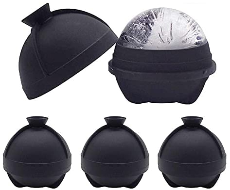 Whiskey Ice Ball Maker, Silicone Ice Ball Mould Easy Release,Sphere Ice Cube -6X 6cm,Large Ice Cube Moulds Perfect for Whiskey, Cocktail and Any Drink(4)