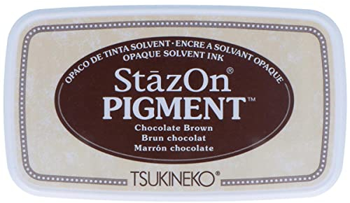 Tsukineko SZ-PIG-041 SZPIG-041 StazOn Pigmenttinte Stempelkissen-Braun, Chocolate Brown-Groß-Deckend, Lufttrocknend, Wasserfest-Embossing