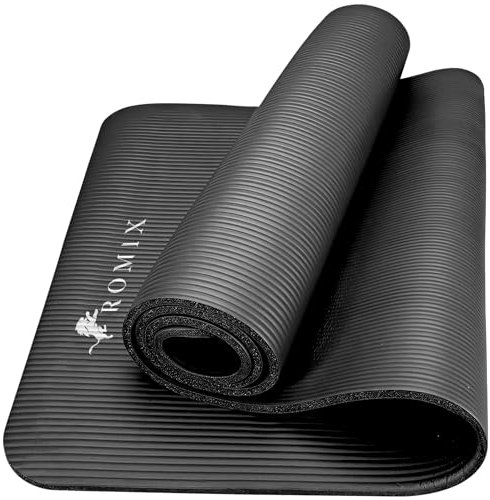 ROMIX Yoga Mat thick 15 MM Foam Exercise Mat 180x60x1cm Non Slip Gym Mat with Carry Bag and Strap, Workout Mats, Yoga Mats for Women Men Pilates mat Gymnastics Meditation Home Outdoor
