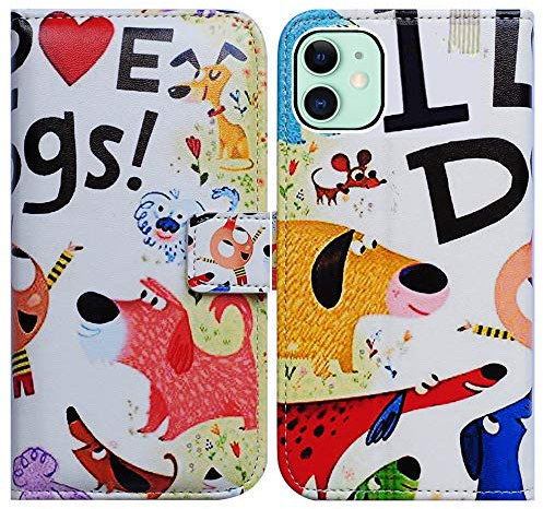 Bcov iPhone 11 Wallet Case, Colorful Cute Dogs Flip Case Wallet Leather Case Folio Cover with Credit Card Slot Holder Stand for iPhone 11