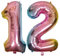 DIWULI Luftballon 12 Geburtstag XL Rosa Regenbogen - Folienballon 12, Zahl 12 Ballon 12 Jahre, Geburtstagsdeko 12. Geburtstag Party-Deko Junge Mädchen, Zahlen-Ballon Groß Dekoration, Zahlen-Luftballon