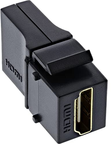 InLine 76202N HDMI Keystone Snap-In Einsatz 4K/60Hz, HDMI A Buchse/Buchse, gewinkelt, schwarz