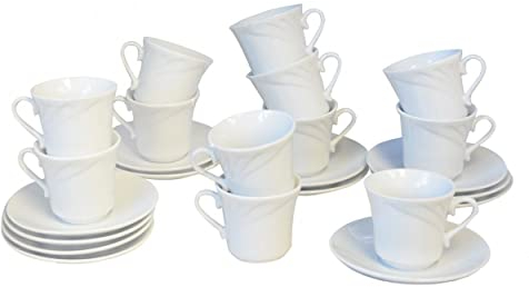 Hogar y Mas Juego de Café Porcelana 12 Piezas, Vajilla Blanca 60 ml Tazas y Platos 6x6x11 cm