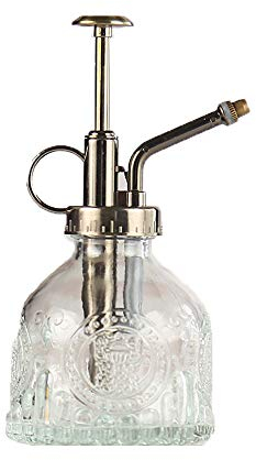 ZIUHEOA Plant Mister Glass Watering Spray Bottle 6.4 Tall Watering Can Retro High-Atomization Nozzle Sealed Leak-Proof,for Garden Plants Flower (Transparent)