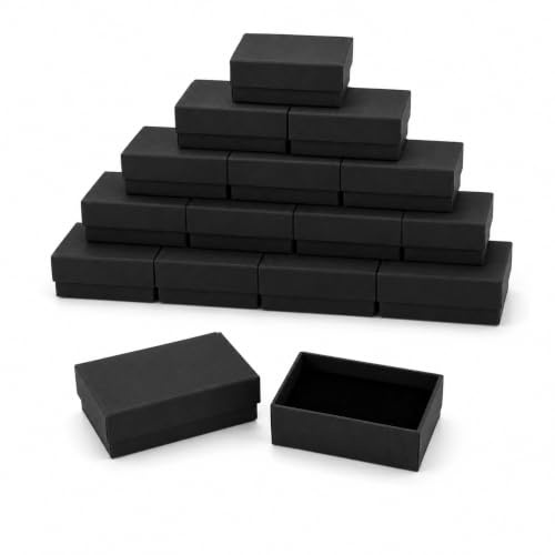 Emartbuy 48 Stück Schmuckkästchen Schwarz Karton Schmuck Anhänger Schachteln Ringboxen Geschenkbox für Jubiläum Hochzeit Geburtstag Größe - 8cm x 5cm x 3cm