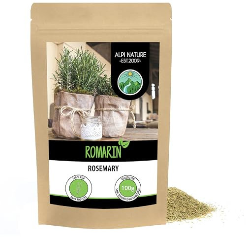 Alpi Nature Romarin 100g, Feuilles de Romarin Séchées et Frottées pour la Cuisine