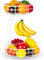 Mutool Fruit Racks, 2-Tier Fruit Basket with Banana Hanger, Kitchen Countertop Fruit Bowl, Metal Fruit Vegetables Bowls Perfect for Holding Fruit, Vegetables, Snacks, Cupcakes (White)