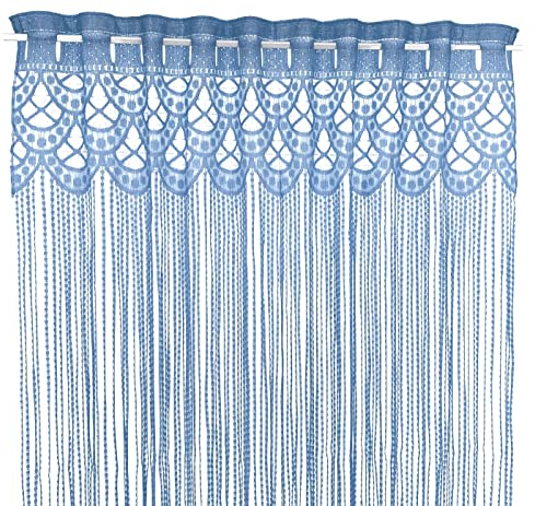 heimtexland ® Fadengardine Zuschneidbar Insektenschutz Vorhang Türvorhang Raumteiler Gardine Typ570 Blau 160x145