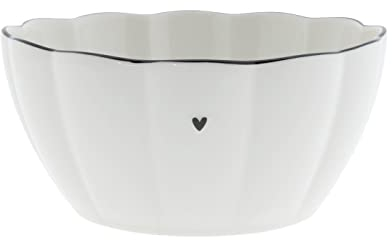 Bowl Ruffle Heart Keramik weiß schwarz D15cm Keramikschale Müslischale BC Bowl Küche gedeckter Tisch
