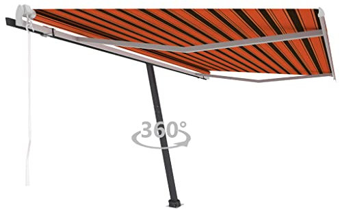 vidaXL Standmarkise Automatisch Markise Sonnenmarkise Balkonmarkise Sonnenschutz Gelenkarmmarkise Terrasse Garten 450x350cm Orange Braun