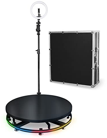 TOPS 360 Photo Booth Machine - 80cm Slow Motion Video Booth Platform Selfie Platform Spin 360 Degree Photo Booth, with Ring Light & Adjustable Camera Stand