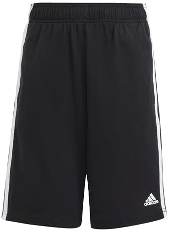adidas Unisex - Bambini Essentials 3-Stripes Knit Shorts, Black/White, 7-8 Years
