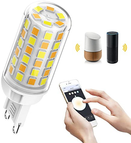 Smarte G9 LED Glühbirne, 4W 320LM Dimmbar G9 LED Bulb, WiFi LED Glühbirnen, Compatibile Alexa Echo Google Home, AC 220V-240V, 2700K-6000K, kein Flimmern (Size : 1pcs)