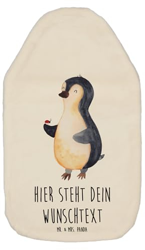 Mr. & Mrs. Panda Personalisierte Wärmflasche Pinguin Marienkäfer - Personalisierte Geschenke, Liebe, Pinguine, Wärmekissen mit Namen, Personalisierte