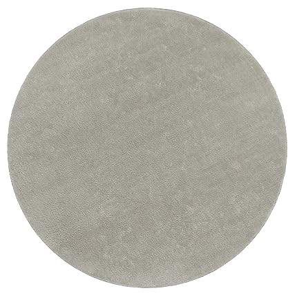 Paco Home Waschbarer Teppich Rund Wohnzimmer Kurzflor rutschfest Modern Flauschig Einfarbiges Muster, Grösse:200 cm Rund, Farbe:Silber