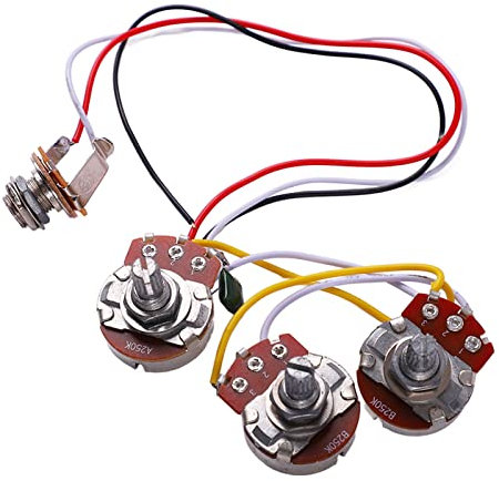 Ensemble de faisceaux de câbles pour guitare, Micro Corde Guitare Électrique, Faisceau de Câblage de Guitare Potentiomètre de Guitare 250K Cordes Guitares Electriques avec Prise pour Jazz Bass