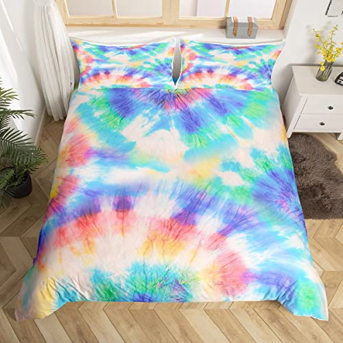 Kinder Krawatte Dye Bettwäsche Set S Größe Regenbogen Aquarell Bettbezug Set für Mädchen Jungen Frauen, Bohemia Stil Tröster Bezug Nette helle Quilt Cover, 1 Kissenbezug