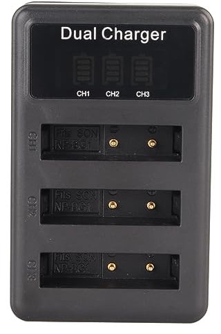 Fockety Chargeur de Batterie NP-bg1 pour Appareil Photo dsc h50 h10 h20 w210 w220 wx1 w170 h50, Chargeur Triple USB 5v de Remplacement Chargeur LCD à 3 emplacements pour Batterie NP-bg1