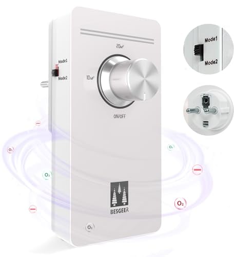 Generador de ozono purificador de aire, esterilizador de olores, purificador de aire, generador de ozonizador de aire para habitaciones, baño, mascotas, formaldehído y olor, alta eficiencia - blanco