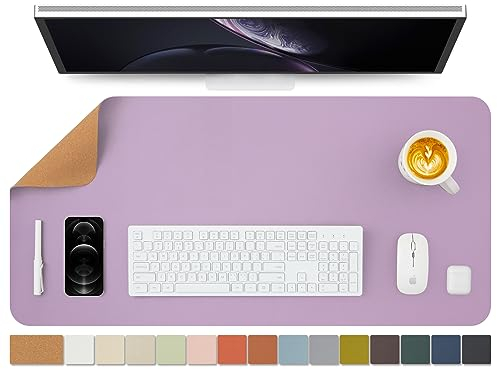 Kork Schreibtischunterlage - Doppelseitige Schreibtischauflage für Büro und Zuhause - Als große Mausunterlage und Schreibtischmatten auf Schreibtischen(Lila、90cmx43cm)