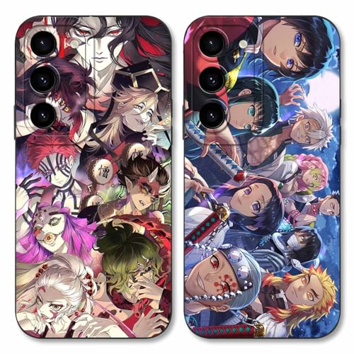 LYUBFDC 2 Stück Handyhülle für Samsung Galaxy S23 5G Hülle 6.1'', Anime Kamado Nezuko Tanjirou Zenitsu Kagaya Amane Manga Muster Schutzhülle Case Schutz der Linse Design Cover Stoßfest, Schwarz1