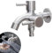 HAMON 1/2 Zoll Doppel Wasserhahn, Universal Doppel Auslaufhahn Edelstahl Wasserhahn Garten Doppelter Auslauf Doppelventil für Waschmaschine, Garten, Küche, Bad (Typ 2)
