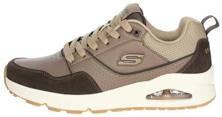 Skechers Men's Uno Retro One Sneaker, Brown Leather and Suede/Duraleather/Mesh, 12 UK