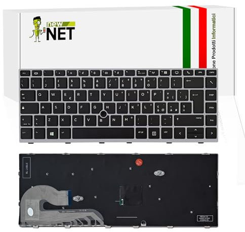 new net - Tastiera Compatibile con Notebook HP mt44, mt45, Zbook 14u G5, 14u G6, EliteBook 840 G5, 840 G6, 846 G5, 846 G6, 745 G5, 745 G6 [Frame Silver - Trackpoint - Layout ITA]