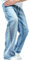 Generisch Baggy Jeans Herren Loose Fit Männer Coole Streetwear Hose Hellblaue Jungs Leicht Große Größen Stretch Flared Jeanshose Blau 28