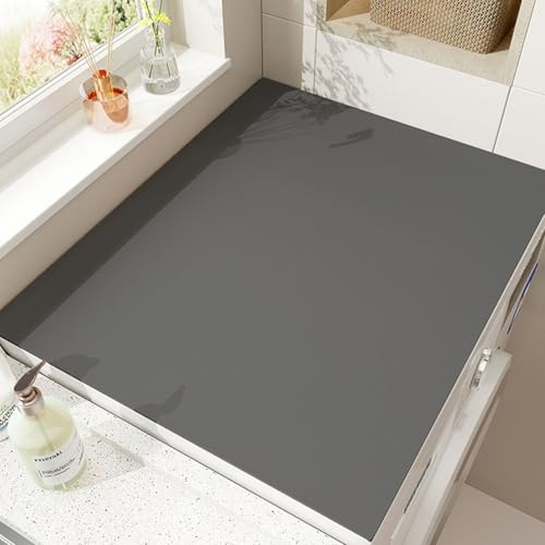 FANSU Waschmaschinenauflage rutschfest, Waschmaschinen-Staubschutzmatte Saugfähig Waschmaschine Abdeckung Schnelltrocknend Waschmaschinenabdeckung für Kühlschrank (Dunkelgrau,60x60cm)