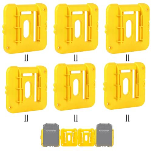 6 Packs Battery Holders Compatible with DeWalt 18V Battery Wall Mount Battery Storage Organizer Battery Mounts Dock Holder Hanger Mount on Shelf Wall with Screws