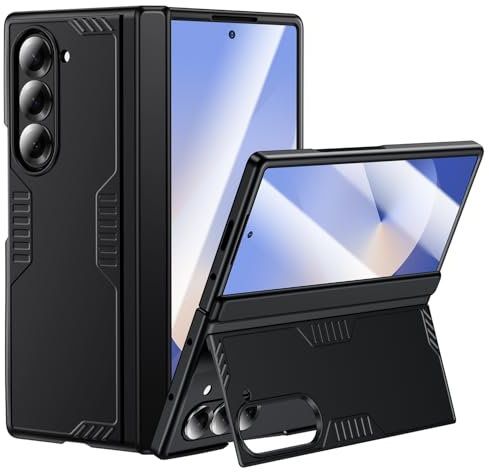 spoovcto for Samsung Galaxy Z-Fold-6 Phone Case: with HD Screen Protector, Hidden Kickstand, Hinge Protection, Support Wireless Charging, for Samsung Z Fold 6 Case (Black, HD Screen)