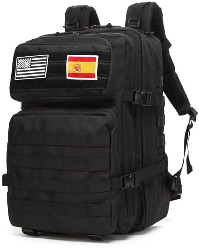 GUJOIN Mochila De Pesca De 50 Litros Impermeable De Nailon Duradera,Mochila Deportiva Táctica Militar Al Aire Libre Mochilas De Senderismo Casual (Negro)