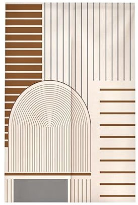 Türvorhang Braune Beige Streifen Türvorhang Insektenschutz Polyester Raumteiler Vorhang mit Teleskopstange Vorhang Kurz Küchenvorhang Fliegenvorhang Terrassentür Waschbar Tür Vorhang 80x120cm