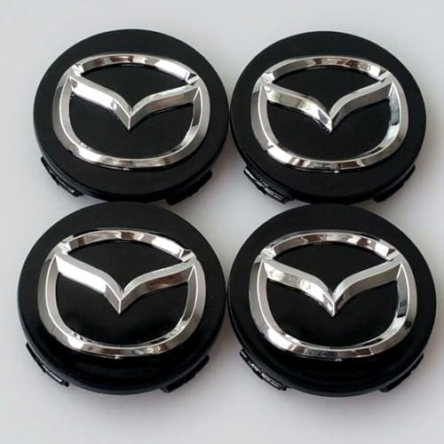 QSLLLY 4 Stück Auto Radnabenkappen für Mazda MX5 60mm Verschleißfest Radnabendeckel Radnabenabdeckung Wasserdicht Felgenkappen Reifen Felgen Zubehör Nabendeckel