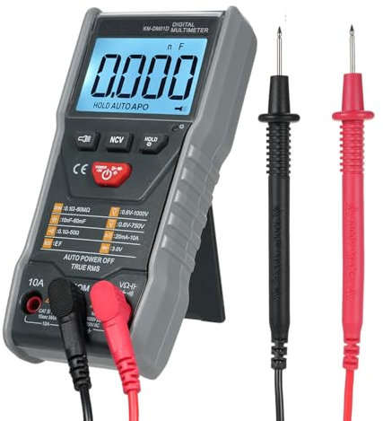 KM-DM01D Multimetro digitale intelligente Auto Range 6000 conteggi NCV Misuratore universale Tester multifunzione portatile Voltmetro Amperometro con retroilluminazione LCD Tensione e corrente AC/DC