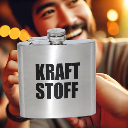 KAMACA Edelstahl Flachmann mit witzigem Spruch 150 ml tolles Geschenk für Freunde & Familie - Praktische Taschengröße Geburtstag Vatertag Weihnachten (Kraftstoff)