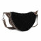 OBC Made in Italy Damen Teddyfell Tasche Leo Muster Plüsch Wildleder Schultertasche Bodybag Umhängetasche Crossbody Schwarz