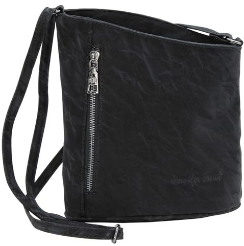 JENNIFER JONES - Modische Damen Handtasche - Umhängetasche - Crossbody Bag - Schultertasche mit verstellbarem Henkel (Style B, Marmor Schwarz)