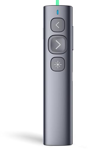 Norwii N95 Wiederaufladbarer Präsentationsclicker, Bluetooth und USB-A Anschluss, PowerPoint Clicker, Präsentationsfernbedienung, Wireless Presenter, Slide Clicker (Green, BLE&USB-A)