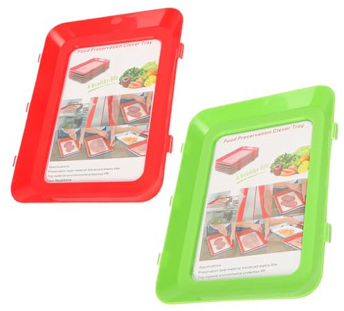FDDU 2 Stücks Lebensmittelkonservierung Tablett, Wiederverwendbare Aufschnittbox, Stapelbar Aufschnittbox Frischhaltedose, Für Küchen, Camping, Hotels, Lebensmittel-Konservierung, Ealthy Helper