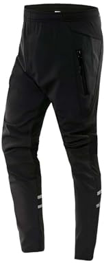 VeloZenith Pantaloni Ciclismo Uomo Pantaloni Lunghi MTB Bici Bike Sportivi Outdoor Campeggio Arrampicata Corsa Antivento Traspiranti Caldo Pile Invernali per Allenamento Outdoor (Nero,XXL)