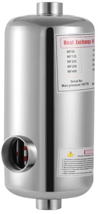 lousriyy Swimming Pool Heaters 28kW Pool Heat Exchanger 150L/Min Stainless Steel Heat Exchanger Tube Heat Exchanger Pool Heater for Swimming Spa, 292x134mm