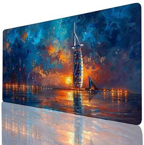 Mouse Pad Large Mouse Mat Gaming Mousepad, Grey Mouse Pad 1500 * 800 * 3 MM, Waterproof Anti-Slip Rubber Base Desk Mat Large xxl Mouse Pad, Desk Pad Keyboard Mat for Office and Home Dubai 97-Y-2