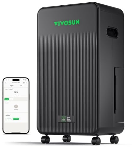 VIVOSUN AeroDrain D12 Deumidificatore Elettrico 12L/Giorno con Serbatoio 2L - Sensore di Temp & Umidità, Telecomando, Ideale per cantina, Bagno e Serra