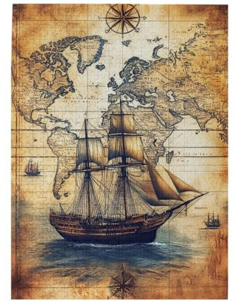 Liorosa Old World Explorer Map Jigsaw Puzzles For Adults 500 Pieces,Vintage Themed Brain Teaser For Adults, Unique Wall Decor,Pieces Fit Together Perfectly.Gifts For Friends And Family