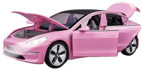 Modellauto Im Maßstab 1 32 Tesla Modell X Legierung Automodell Druckguss Maßstab Automodell Jungen Spielzeug Sound Und Licht Pullback Für Die Sammlung(Model 3 pink)